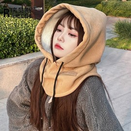 Simple Autumn & Winter Women's Fleece-Lined Warm Balaclava Hat LF1722 Free Size/Lotus Color 4ea