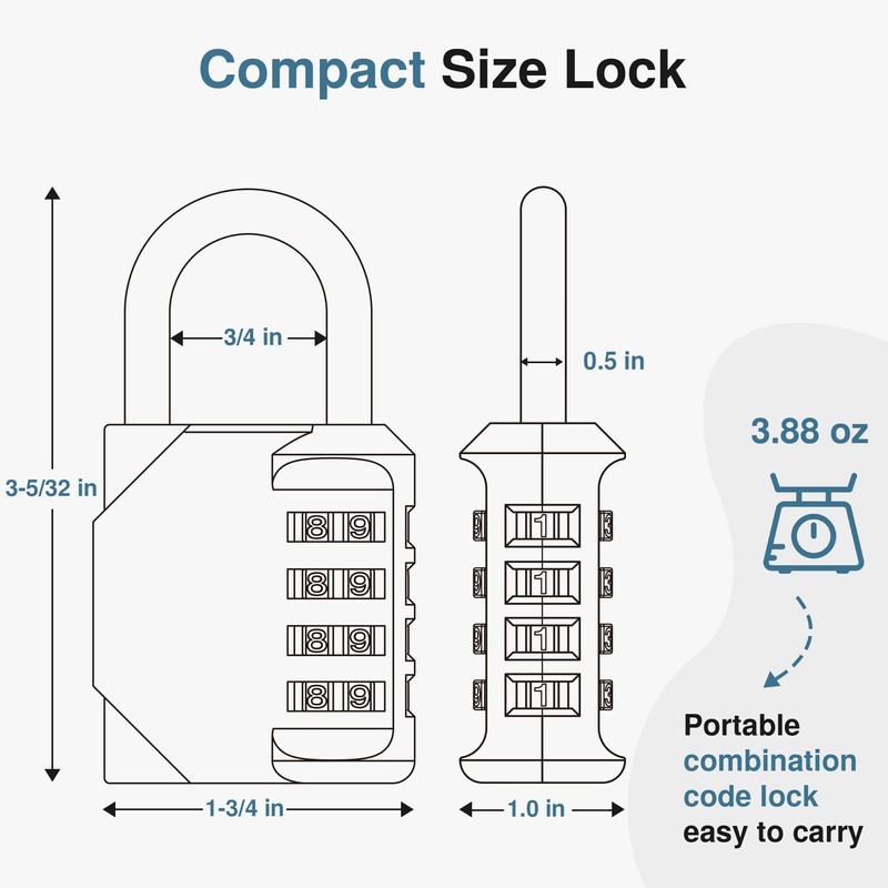 Puroma Combination Lock 4 Pack 4 Digit Waterproof Locker Locks