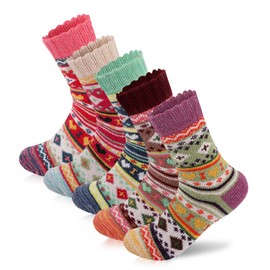 welus Wool Socks for Women Vintage Winter Socks Thick Warm Socks Knit Cabin Socks Soft Cozy Boot Socks Casual Crew Socks