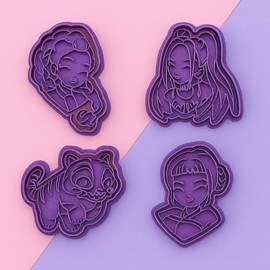 Fantasy Demon Hunters Themed Cookie Cutters Korean Pop Girl Group Inspired Set Unique Party Baking Tools Anime Style Baking Accessories
