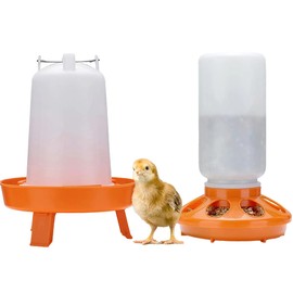 AIMALL Chick Feeder 1KG and Waterer 1.5L with Legs – Durable Plastic Poultry Feeding & Drinking Set for Chicks, Ducklings, and Small Birds 9.4in & 8.26in Tall