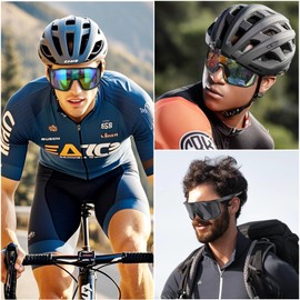 3 Pcs Cycling Glasses Mens Womens, Running Sunglasses, UV400 Protection Sport Sunglasses for Adult Outdoor