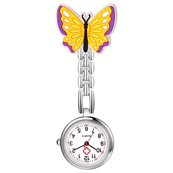 Oidea Nurse Watches for Women: Butterfly Brooch Retractable Nursing Watch