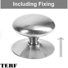 TERF® 35mm Traditional Polished Chrome Cabinet Door Knobs 35mm Chest Drawer Cupboard Kitchen Wardrobe Door Pull Handle Knobs with Fixing Screw for Home Office and Multi Use - Pack of 2