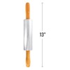 Beille Oak Wood Stainless Steel Barrel Classic Bakers Rolling Pin