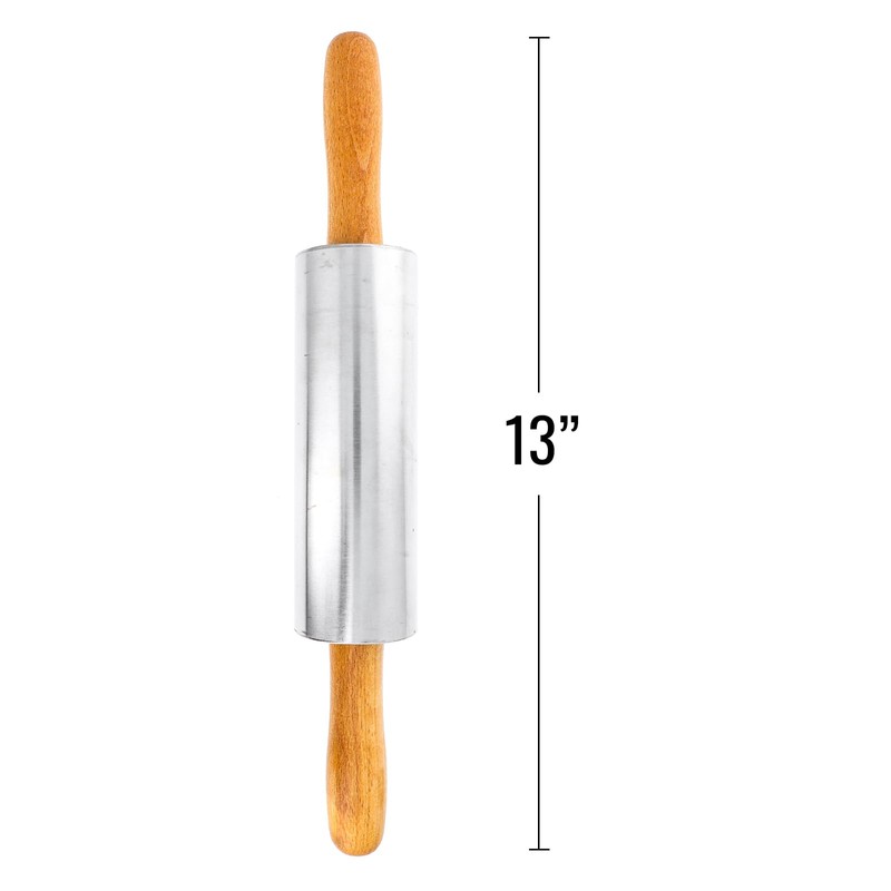 Beille Oak Wood Stainless Steel Barrel Classic Bakers Rolling Pin