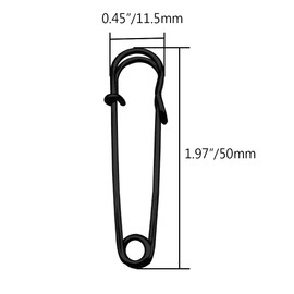 Alamic Safety Pins Brooches 2 inch/50mm Heavy Duty Blanket Pins for Blankets, Crafts, Kilts, Skirts, Sweaters, Shawls - 30 Pack (2 Inch/50mm, Black)