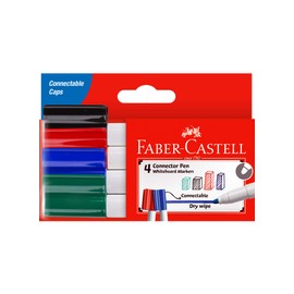 Faber-Castell Connector Whiteboard Marker Assorted 4 Pack, (67-1592044)
