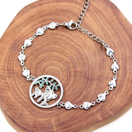 Uloveido Stainless Steel Heart Link Chain Mother and Son or Daughter Elephant Bracelet for Mom Mothers Birthday Bracelet Gift from Daughter Son YA4746