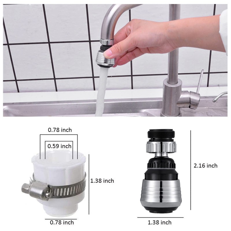 Pack of 2 Tap Extension, Tap Aerator, Tap Attachment, Rotating