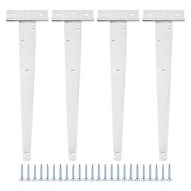 Set of 4 ZONADAH Garden Shed Door Hinge Heavy Duty T Hinge with Straps 304mm/12" Rustproof T Hinges Gate Door Barn Forged with Screws for Gates, Sheds, Doors, Windows
