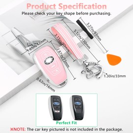 PIFOOG for Subaru Key Fob Cover Crosstrek Outback WRX Forester Ascent Impreza Legacy BRZ Pink Bling Keychain Smart Car Keys Case Shell Protector 4 Button Accessories Girly Women TPU
