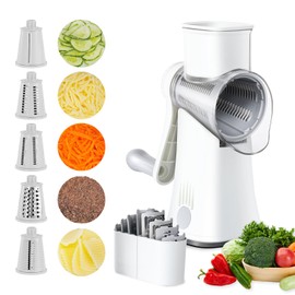 EDEFISY Cheese Grater,5-in-1 Cheese Grater With Handle, Perfect for Cheese Shredder in the Kitchen. Versatile Rotary Cheese Grater Can Also be Used for Vegetables, Nuts, and Chocolate