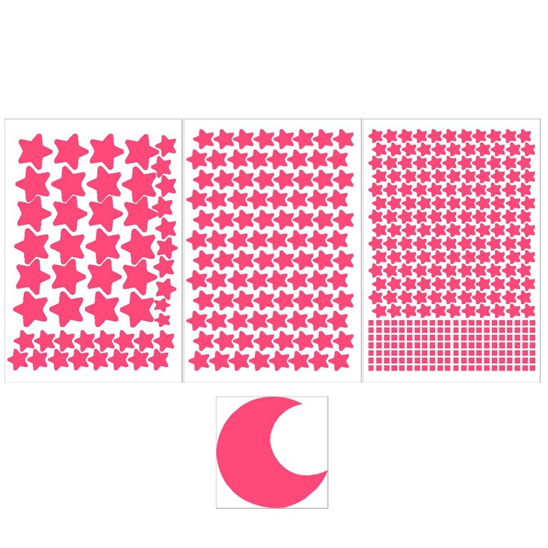 Pink Glow in The Dark Stars Decals Decor for Ceiling,