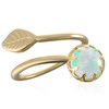 14k Gold Filled Adjustable Created White Opal Wrap Leaf Ring