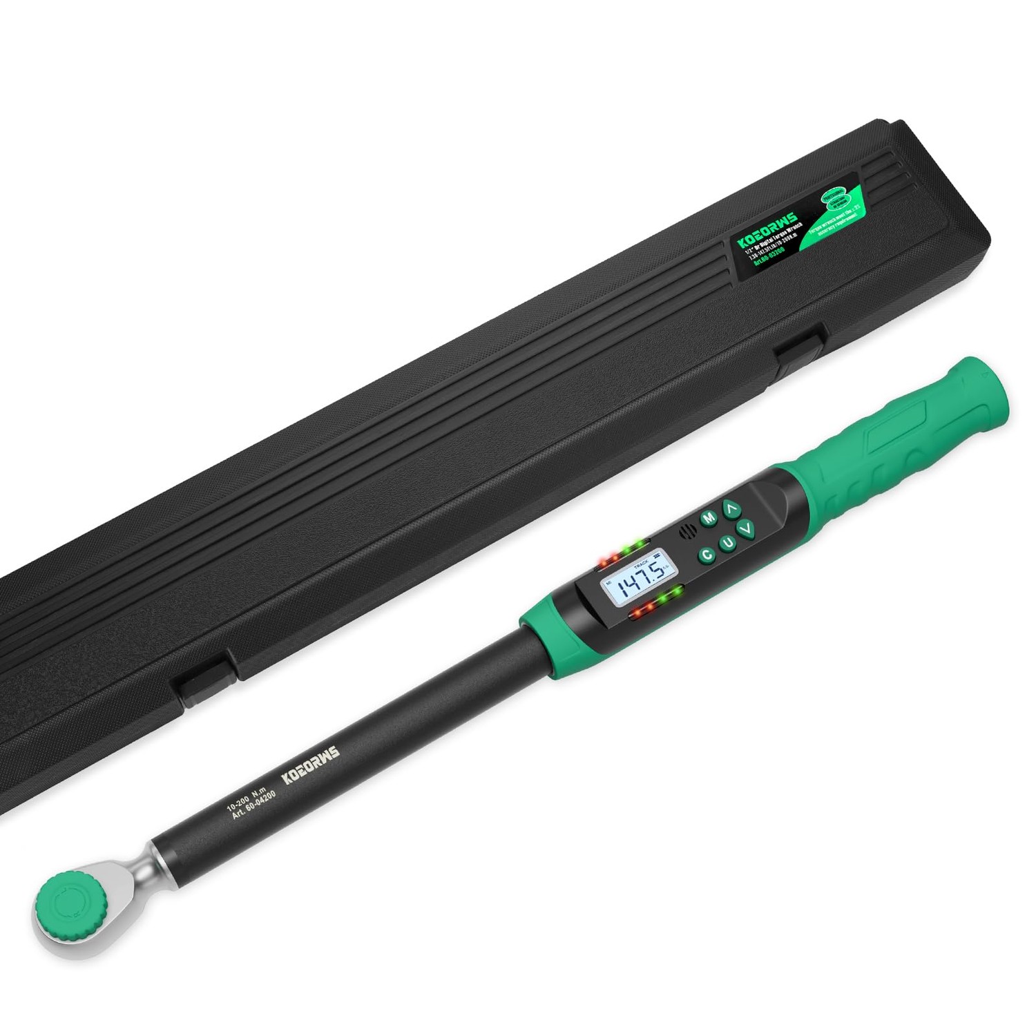 KOEORWS 1/2 Inch Drive Digital Torque Wrench, 7.38-147.5Ft.lb/10-200N.m ...