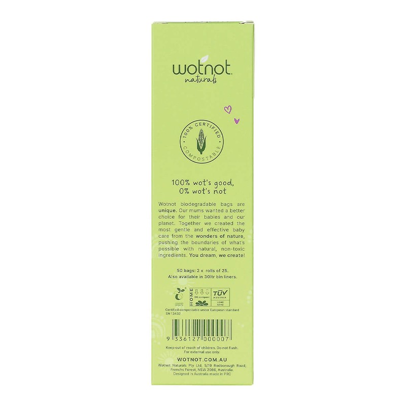 Wotnot Biodegradable Nappy Bags, 50 Pack