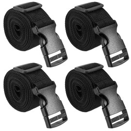 HEIHAK 4 Pack 74 x 1 Inch Black Luggage Straps, Long Utility Straps Belts with Buckle, Adjustable Quick Release Buckle Packing Straps with Gear for Bundling Suitcase Camping Gear