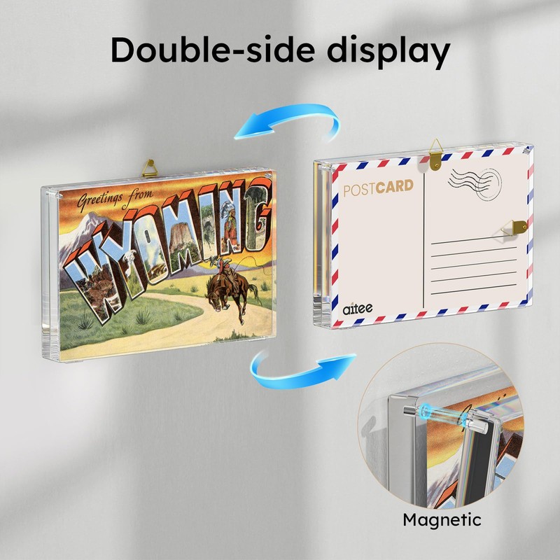 AITEE 4x6 Acrylic Postcard Frames 3 Pack: 20% Thicker Block,