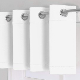 SeeGlee Kitchen Curtain Window Valance - Pure White Room Darkening Thermal Insulated Eyelet Top Curtain Panel - 1 Piece Valance(54 W by 18 L)