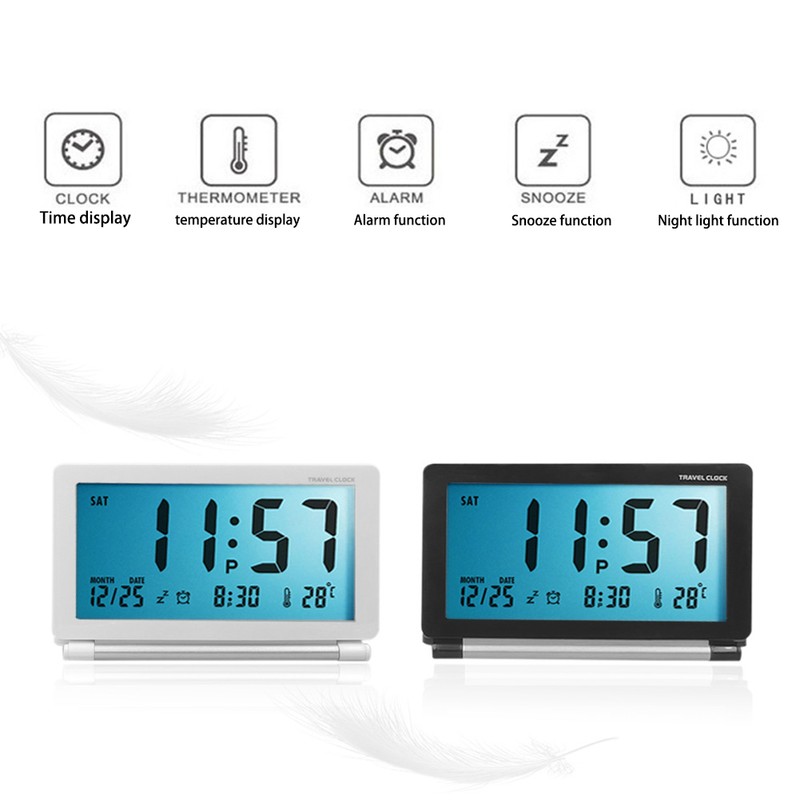 Digital Travel Alarm Clock Battery Operated LCD Clock with Date