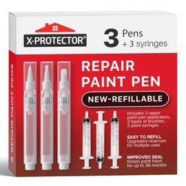 X-Protector Touch Up Paint Pen Kit - 3 Refillable Pens with 3 Types of Brushes - Premium Pen for Touch Ups - Touch Up Paint Pens for Walls, Furniture, and Other Touch Up Works!
