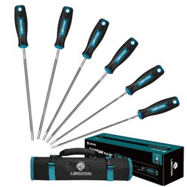 LIBRATON Chainsaw File Set, 5/32", 3/16", 7/32" Chainsaw Sharpening File Kit, Saw Chain Files, Round Saw Files, 6PCS Chain Saw Sharpener Files with Handle for Chainsaw Sharpening, with Pouch