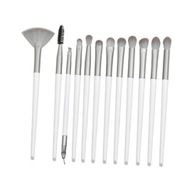 IWOWHERO 12pcs White Portable Makeup Brush Set Professional Cosmetic Tools for Foundation Blush and Eyeshadow Lightweight and Reusable for Makeup