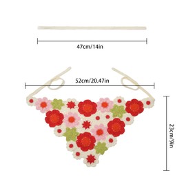 AWAYTR Handmade Crochet Hair Scarf 2Pcs Knitted Hair Bandanas for Women Girls Hair Scarf Flowers (Red+Green)