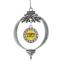 Inspired Silver - COPD Awareness - Silver Christmas Ornament - Circle Charm Christmas Tree Ornament with Cubic Zirconia - Holiday Hanging Decoration