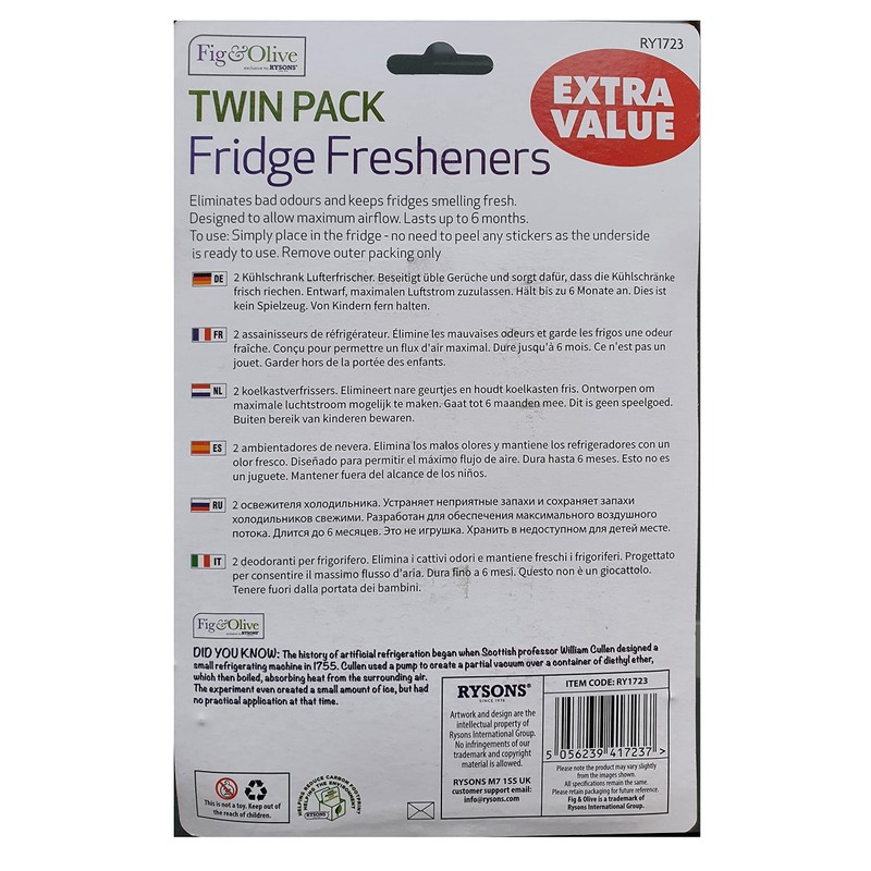 Fig&Olive 2 Pack Fridge Fresheners to Deodoriser Eliminates and Neutralise