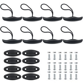 ORLANG 8 Pack Kayak Pull Carry Handles Replacement, Kayak T-Handle with Cord and Pad Eyes, Kayak Rope Handle with Mounting Screw, Heavy Duty Toggle Handle for Kayak - Black