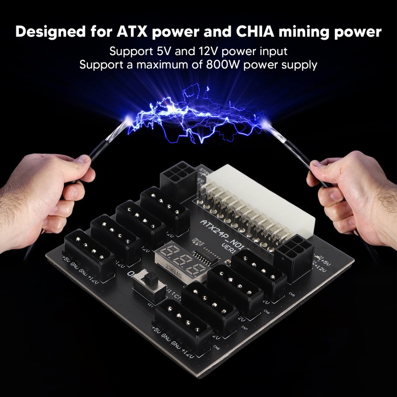 ATX PSU Power Board 5V 12V Output 24Pin to 8X
