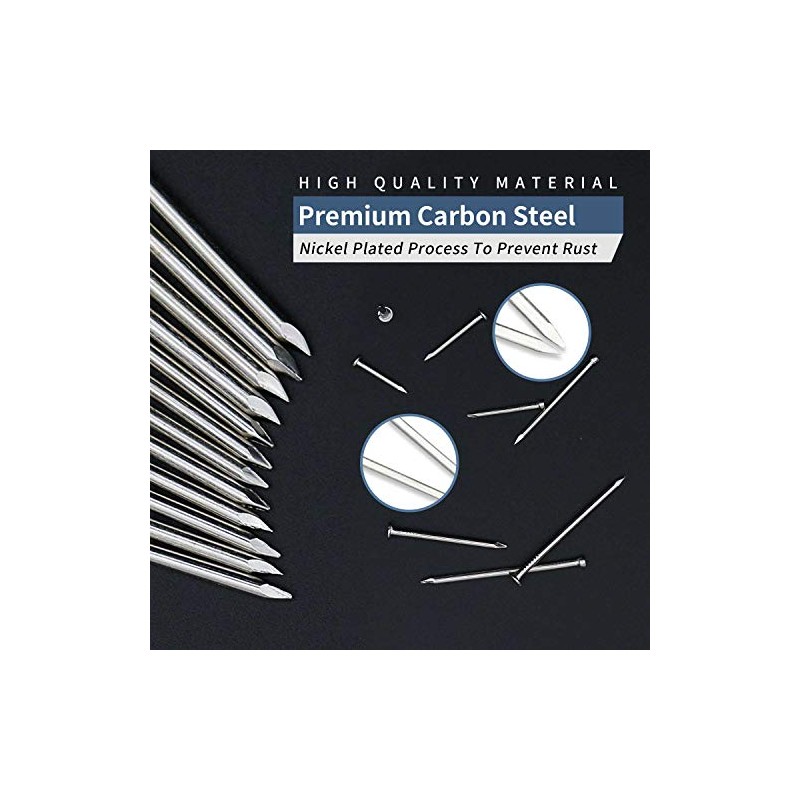 1200pcs Hardware Nails, 1/2'' × 18 Ga Nickel Plated Hanging