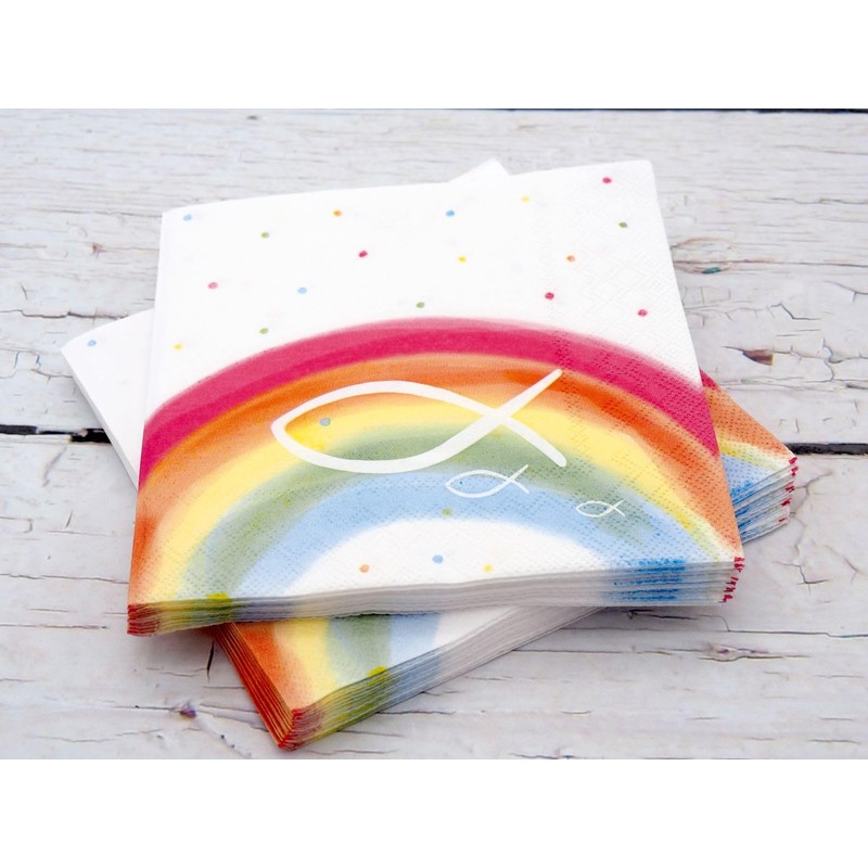Unbekannt Napkins Fish Colourful Rainbow Table Decoration Communion Confirmation Christening