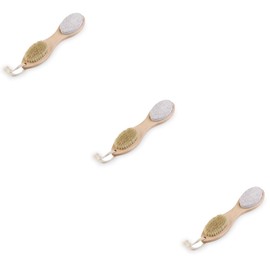 MERRYHAPY 3pcs Pumice for Feet Foot File Callus Remover Nail Brush Brush Natural Exfoliating Stone Wood Base