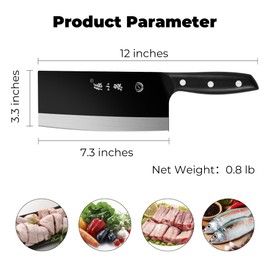 ZHANG XIAO QUAN SINCE 1628 Meat Cleaver 7.3”, Ultra Sharp Chinese Chopper Slice Knife made of High Carbon Stainless Steel, Chinese Chef Knife for Meat Vegetable Fish and Poultry