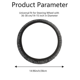 Steering Wheel Cover with Rhinestone Bling Bling Crystal Diamond, Glitter Car Accessories Anti-Slip Universal 15 Inch Wheel Protector