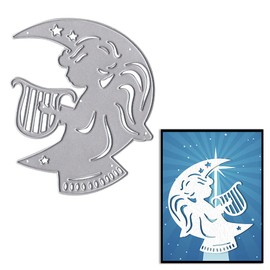 Moon Angel Metal Cutting Dies for Card Making, Cherub Harp Die Cuts Little Angel Dies Embossing Stencil Template Tool for DIY Scrapbooking Paper Card and Photo Album Craft Decoration