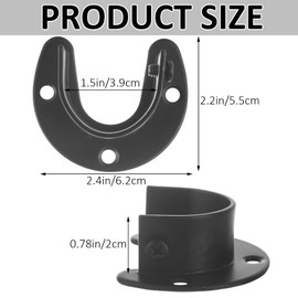 ABuff 6 Pack Stainless Steel Closet Rod Bracket, 1-1/2 Inch Closet Rod Holder, Heavy Duty ClosetRod Support Brackets, U Shaped Closets Pole Sockets Flange RodHolder for Closett, Curtain Rods, Black