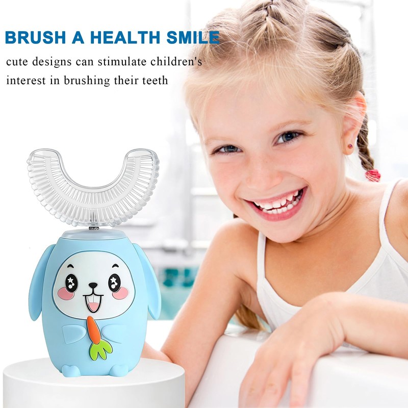 SNOWROSE Kids U-Shaped Electric Toothbrush, IPX7 Waterproof Design with 4