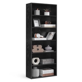 VASAGLE CUSTOS Collection - Bookshelf, 6-Tier Bookcase, Book Shelf, Open Storage Shelf, 9.4 x 23.6 x 63.3 Inches, for Living Room, Home Office, Dinning Room, Ebony Black ULBC166T56