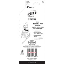 PILOT B2P - Bottle to Pen Refillable & Retractable Rolling Ball Gel Pen Made From Recycled Bottles, Fine Point, Black G2 Ink, 2-Pack (31605)