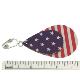 Aloha Earrings American Flag Clip Earrings-USA Flag Clip Earrings-Star Clip Earrings-Fourth 4th of July Clip Earrings (Teardrop Double Stars & Stripes)