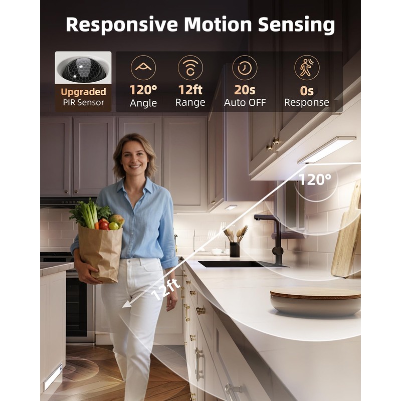 EZVALO 4-Pack Under Cabinet Lights, 2300mAh Rechargeable Motion Sensor Light
