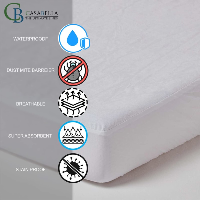 Casabella New Waterproof Terry Towel Matress Protector 12" Fitted Bed