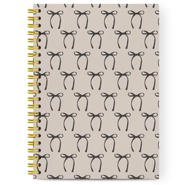 VONTP Coquette Black Bow Spiral Notebooks, Preppy Aesthetic Bow Lined Notebook Hardcover, Girly Preppy College Ruled Notebook Journal for Writing, Coquette Girly Office Supplies, 5.5x8.3