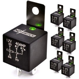 HD Switch (6 Pack) 12V 40A Waterproof Relay Replaces Kubota K1122-62260 - K3181-62330 w/LED Indicator Light & Dielectric Grease