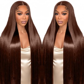 Chocolate Brown Wear and Go Glueless Wig Human Hair Pre Cut Brown 9x6 HD Lace Front Wigs for Women220% Density Brown Straight Lace Wigs Human Hair 20 Inch