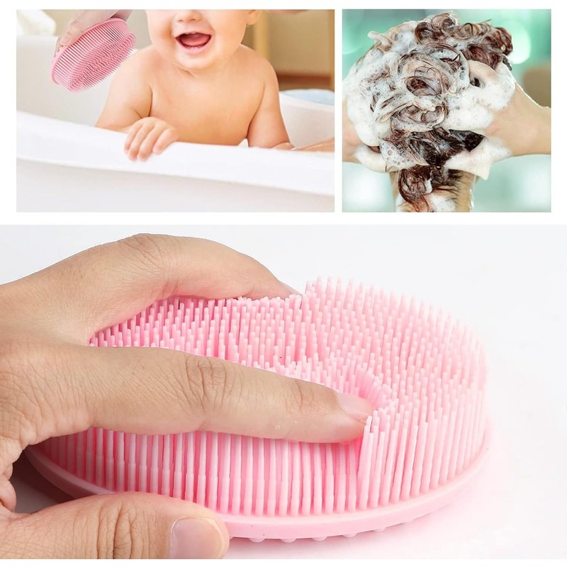 Cepillo Corporal de Silicona y Estropajo Exfoliante Rosa (Set de